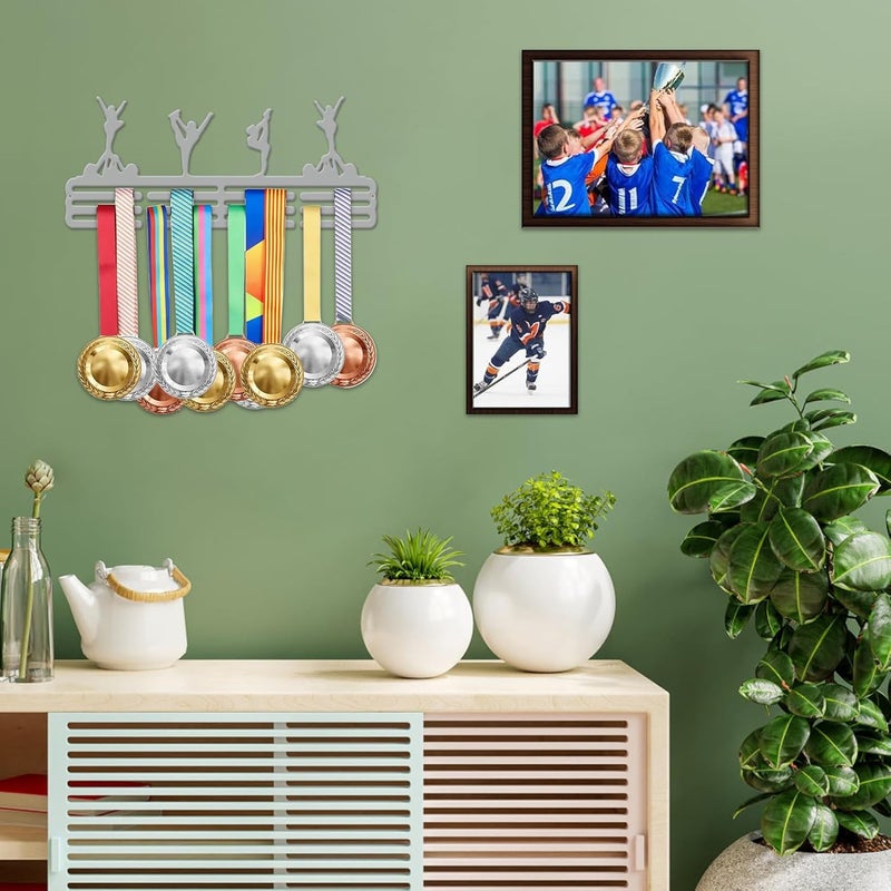 Resama Medal Hanger Holder Display Wall Rack Frame Shelf-Medal Hanger Awards Ribbon Soccer,Gymnastics,Holder Display Rack for 60 Medals - Image 4